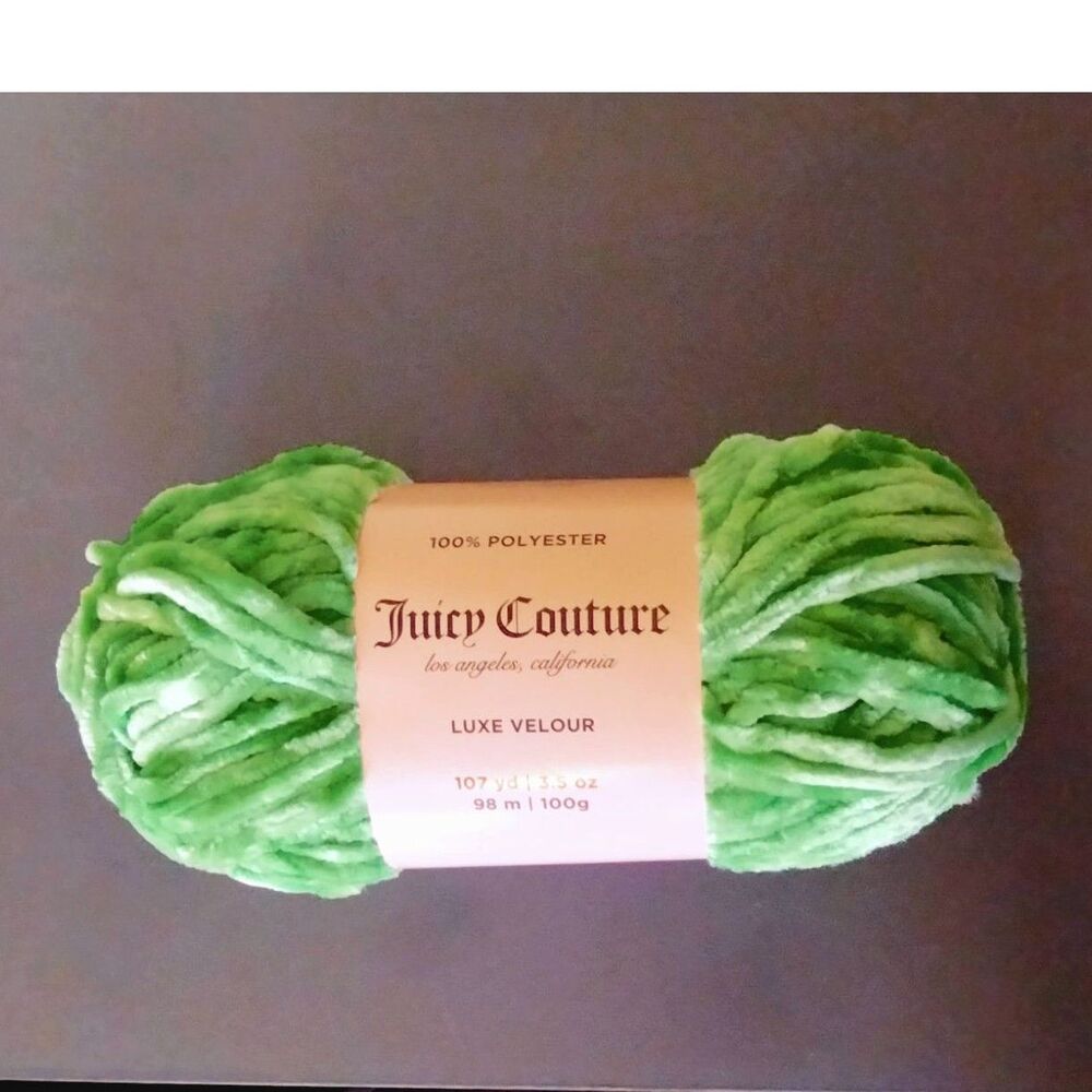 Juicy Couture Luxe Velour Yarn, Shadow Lime Green, Bulky (5) Yarn, 3.5oz 107yds